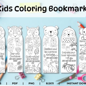 Coloring Bookmarks Kids Coloring Animals Printable Class School Activity Bookmark Color Kids Craft Ideas School Favors Library Reading Quote