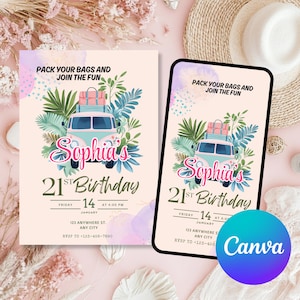 Invito personalizzabile per il viaggio di compleanno del 21° compleanno Invito per la festa di viaggio su strada avventuroso Invito per la festa di avventura in autostrada Invito elettronico stampabile per telefono