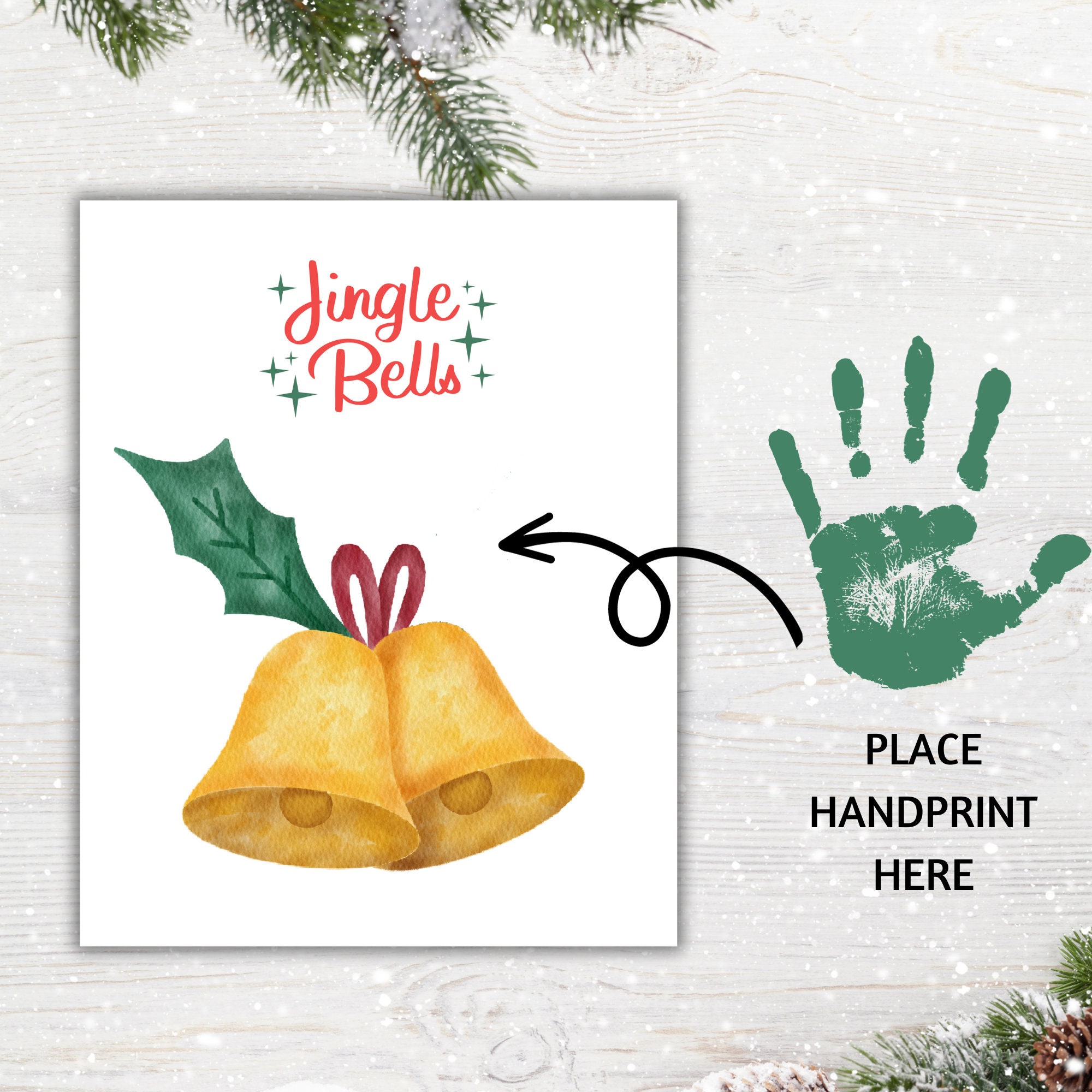 Handprint Bell Christmas Handprint Craft Printable Christmas Bells Handprint Art DIY ...