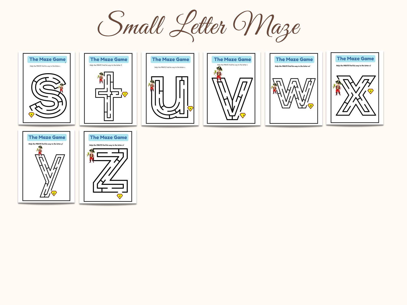 ABC Letter Learning Pirate Maze Game Preschool, Kindergartener ...