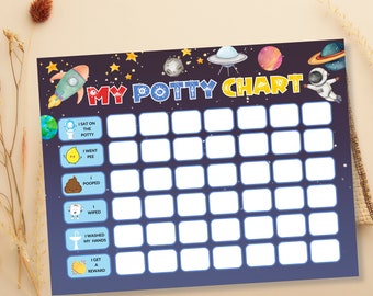 Space Potty Chart for Girls Boys Toilet Training Chart Kids Potty Chart Printable Reward Chart for Toilet Training Rocket Planets Star Chart