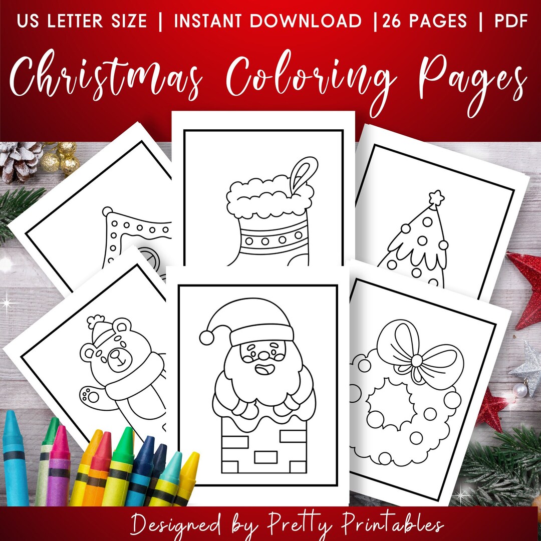 Kids Christmas Coloring Pages Printable Christmas Activity - Etsy