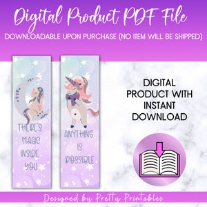 Printable Unicorn Bookmarks | Unicorn Gifts | Printable Unicorn ...