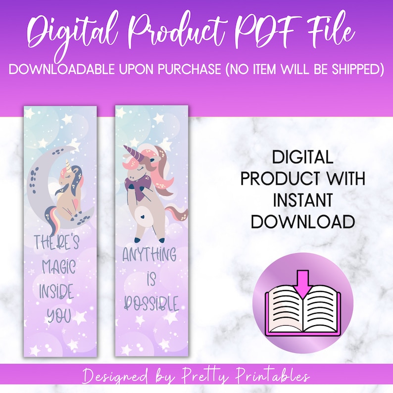 Printable Unicorn Bookmarks Unicorn Gifts Printable Unicorn Unicorn ...