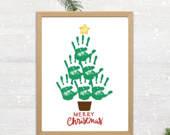 Christmas Tree Handprint Craft Printable Christmas Handprint Art DIY for Kids Baby Toddler Christmas Activity Christmas Keepsake for Kids