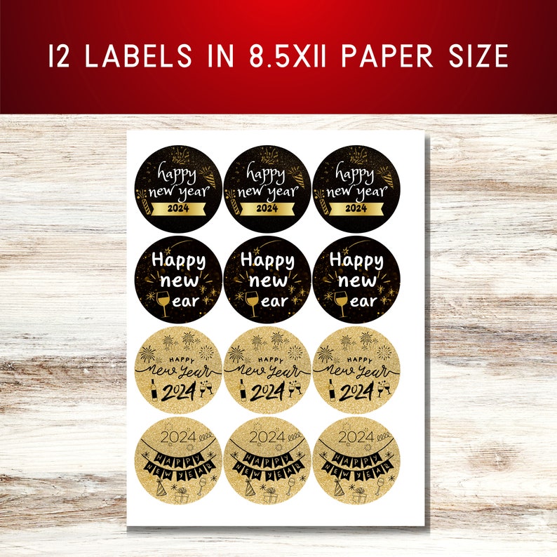 Happy New Year 2024 Cupcake Topper Printable New Year Gift Etsy