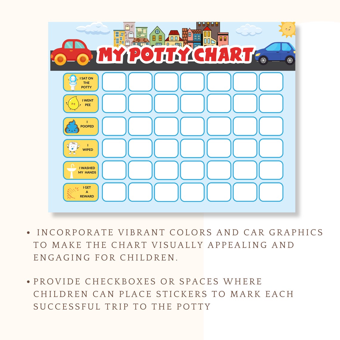 Cars Potty Chart for Boy Toilet Training Chart Kids Potty Chart ...