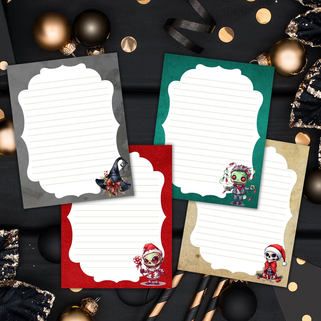 Gothic Christmas Stationary Printable Christmas Stationery - Etsy