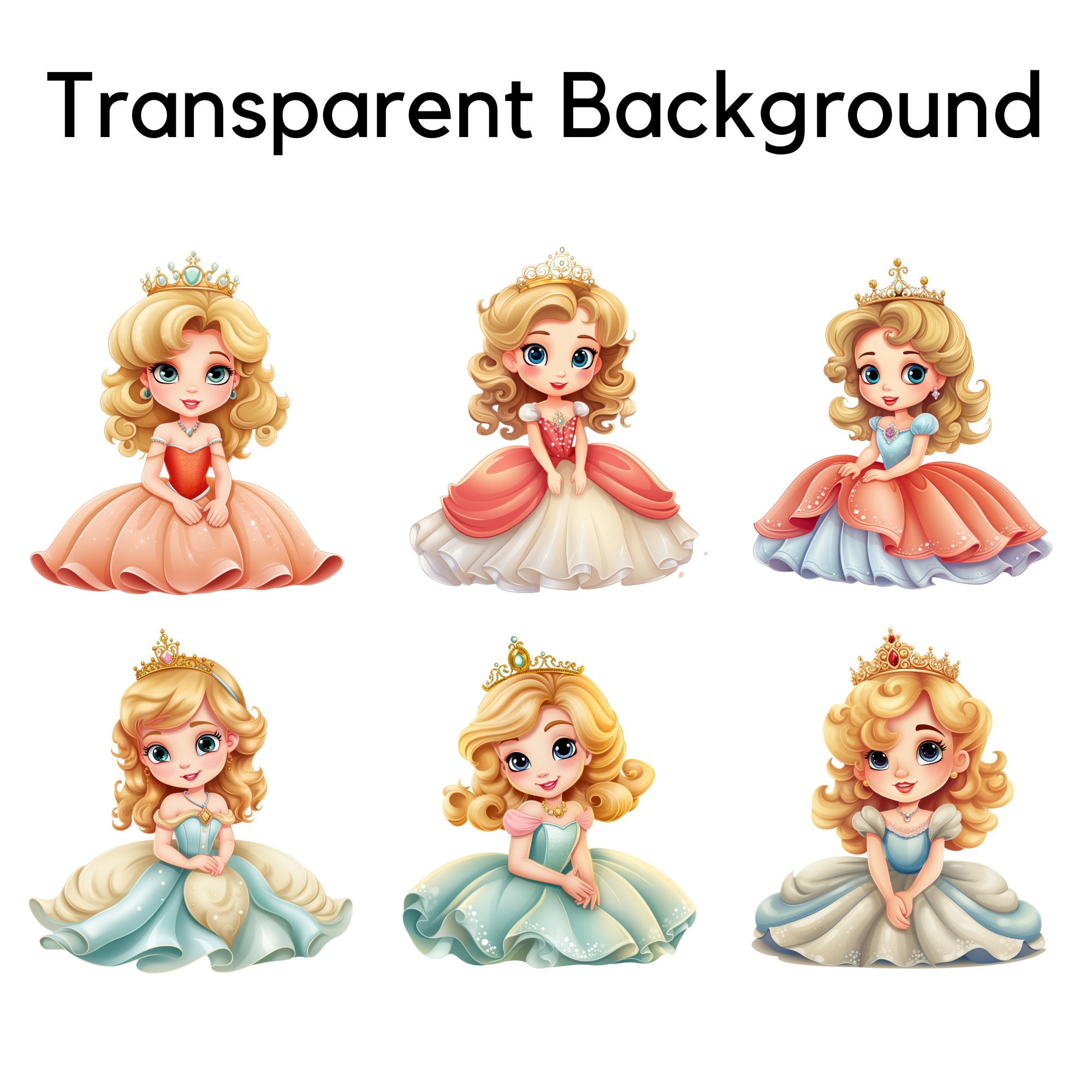Little Princess Clipart PNG Princess Birthday Fairytale Princess Cute ...