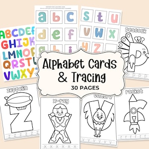 Alfabet Letter Knutselen 26 Letters Set Tracing Kleurletters Begingeluid Pre-K tot 1e leerjaar Educatieve kaarten Poster Alfabet werkblad