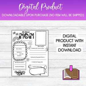 All About Mom Printable Mother’s Day Keepsake All About My Mom Fillable ...