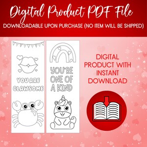 Valentines Puns Cards Valentines Coloring Bookmarks Cute Animal ...