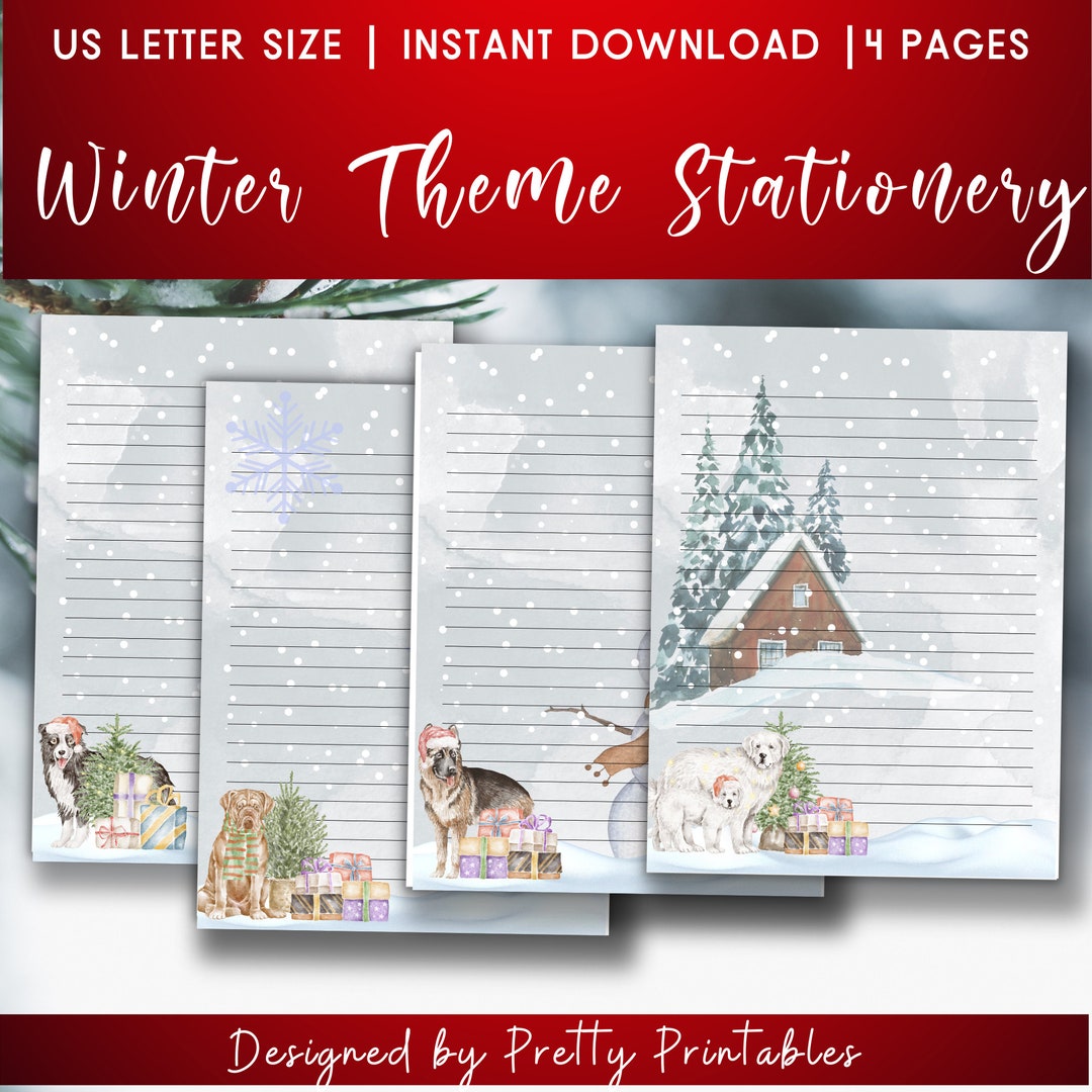 Dog Winter Stationery Printable Christmas Stationery - Etsy