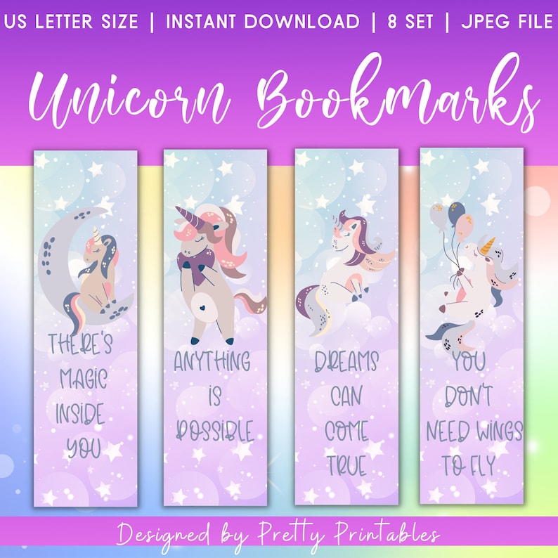 Printable Unicorn Bookmarks | Unicorn Gifts | Printable Unicorn ...