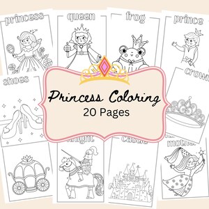 Princess Coloring Pages Printable for Kids Cute Princess Coloring Sheets Birthday Coloring Activity Aftercare Homeschool Rainy Day Coloring
