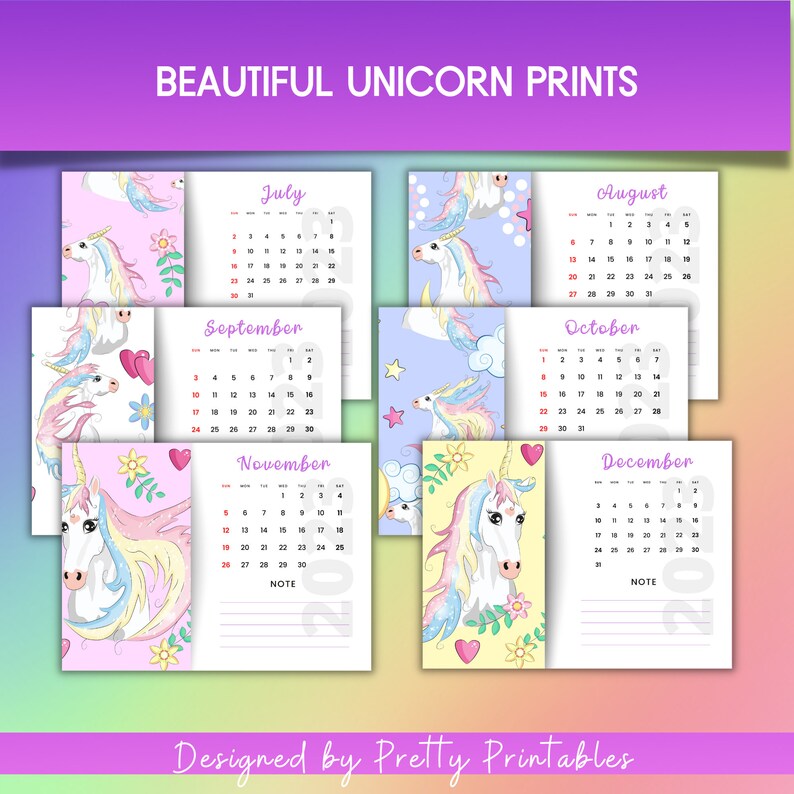 2023-calendar-printable-unicorn-calendar-2023-unicorn-etsy