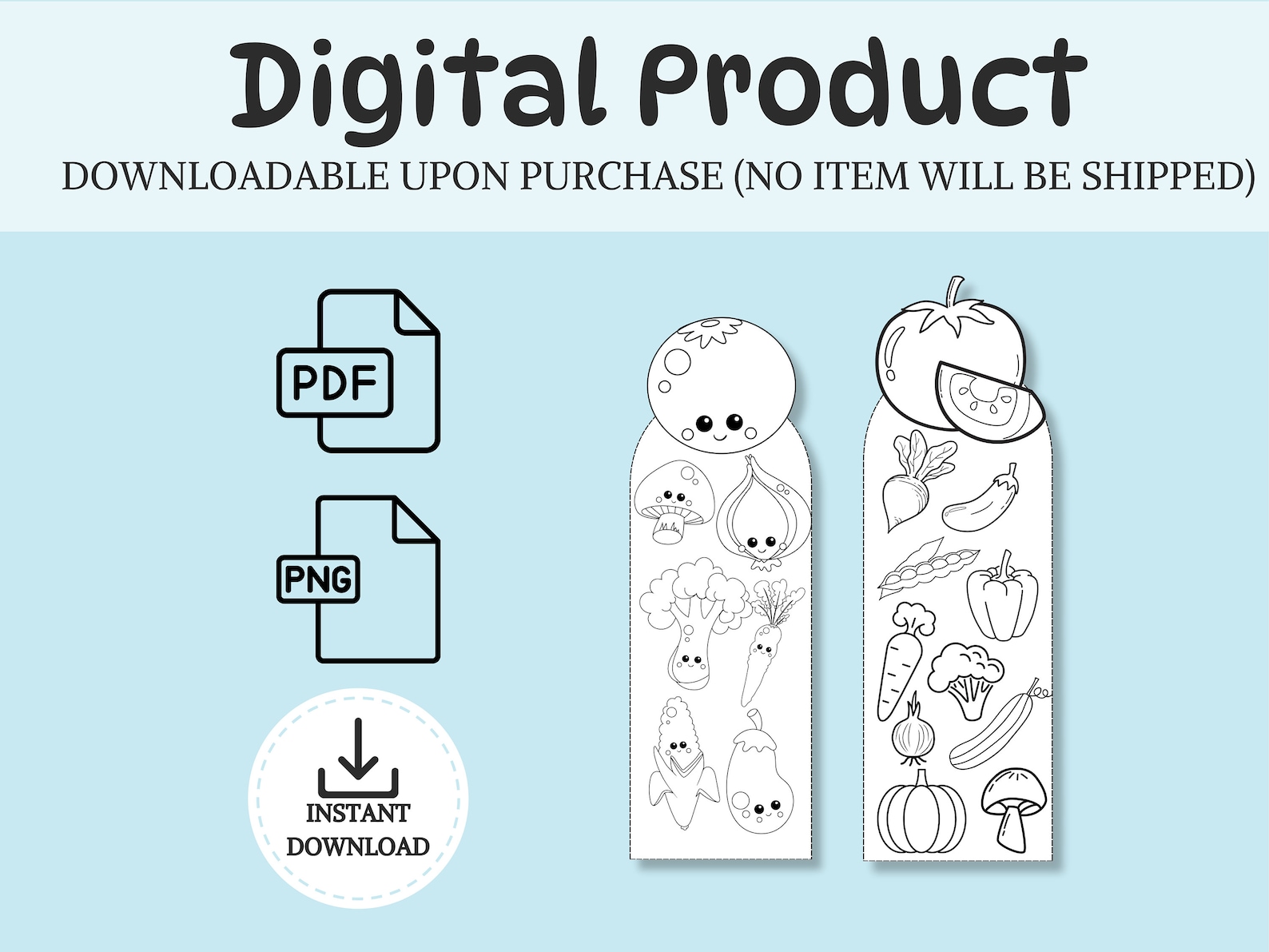 Food Coloring Bookmarks Kids Vegetables Fruits Coloring Classroom ...