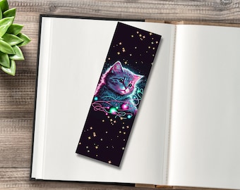 Marcapáginas para amantes de los gatos, marcapáginas de gato negro, regalos para amantes de los gatos y lectores, compañero de lectura felino. Un toque celestial y espeluznante.