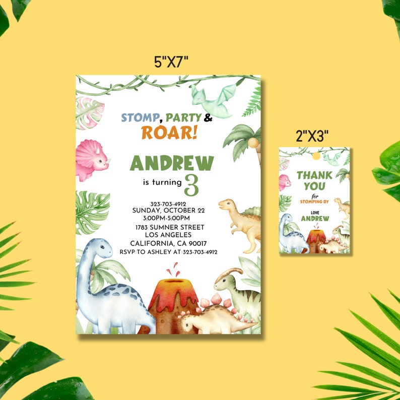 Editable Birthday Invitation Dinosaur Birthday Invitation Etsy