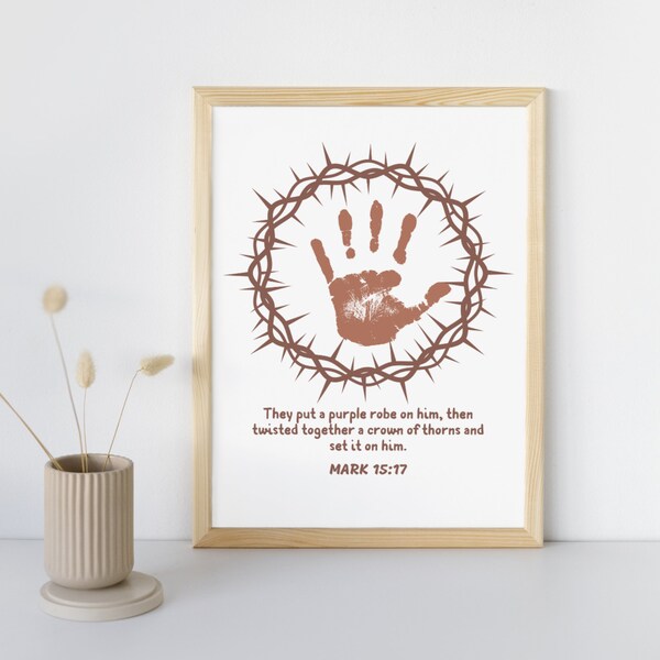 Easter Handprint Craft Printable Bible Quote Religious Easter DIY Craft for Kids Toddler Easter Activity Keepsake for Kids Grandparent Aunt