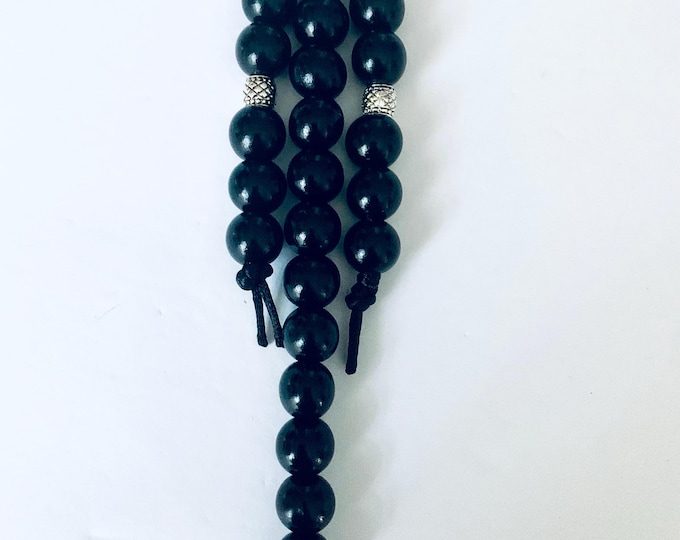 Black Beaded Bag Dangle Charm with Silver Accents | Purse Accessory | Handbag & Backpack Charm