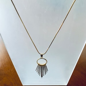 Long Gold Tassel Pendant Necklace | Birthday Gift for Her | 30&quot; Gold Charm Necklace | Trendy Layered Look Chain