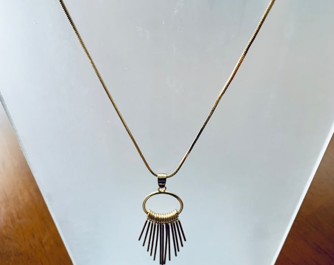 Long Gold Tassel Pendant Necklace | Birthday Gift for Her | 30" Gold Charm Necklace | Trendy Layered Look Chain