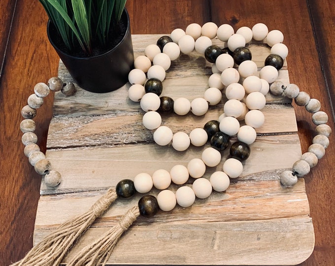 Rustic Chic Wood Bead Strand with Tassels: Perfect Touch for Modern Homes