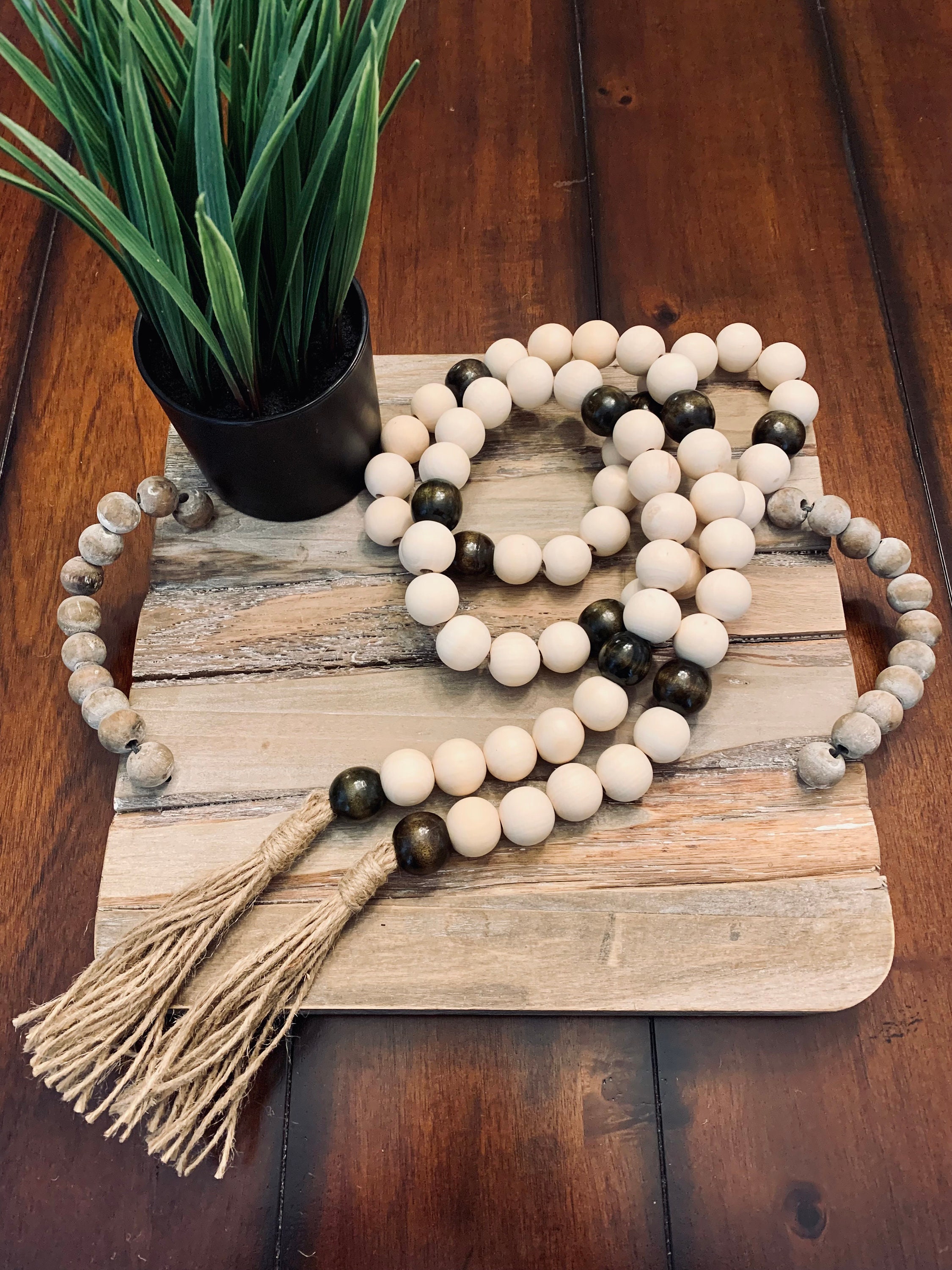 Wood Bead Garland, Long Bead Garland