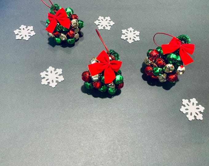 Jingle Bell Ball Christmas Ornament - Set of 3 | Colorful Holiday Tree Decorations