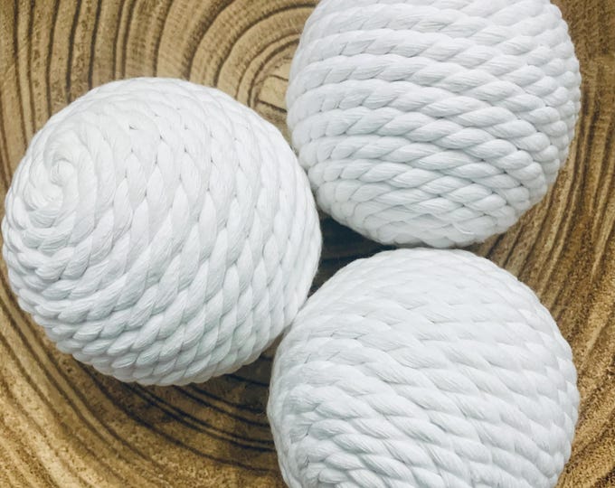 White Cotton Rope Decorative Balls - Set of 3 Boho Home Decor