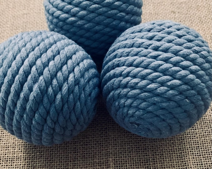 Blue Gray Cotton Rope Balls - Set of  3 | Unique Decorative Accents