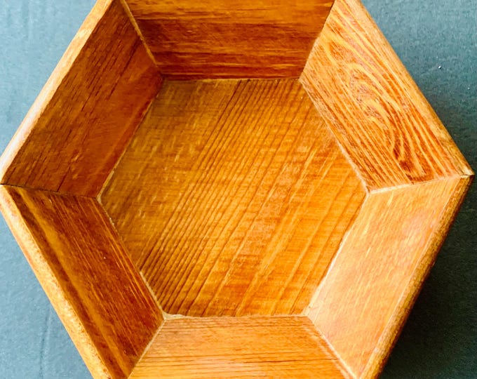 Handcrafted Cherry Wood Hexagon Bowl - Small Wooden Bowl for Home Decor