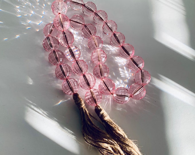 Delicate Pink Faceted Bead Garland with Tassels - Great for Decorating Your Home or Baby's Room