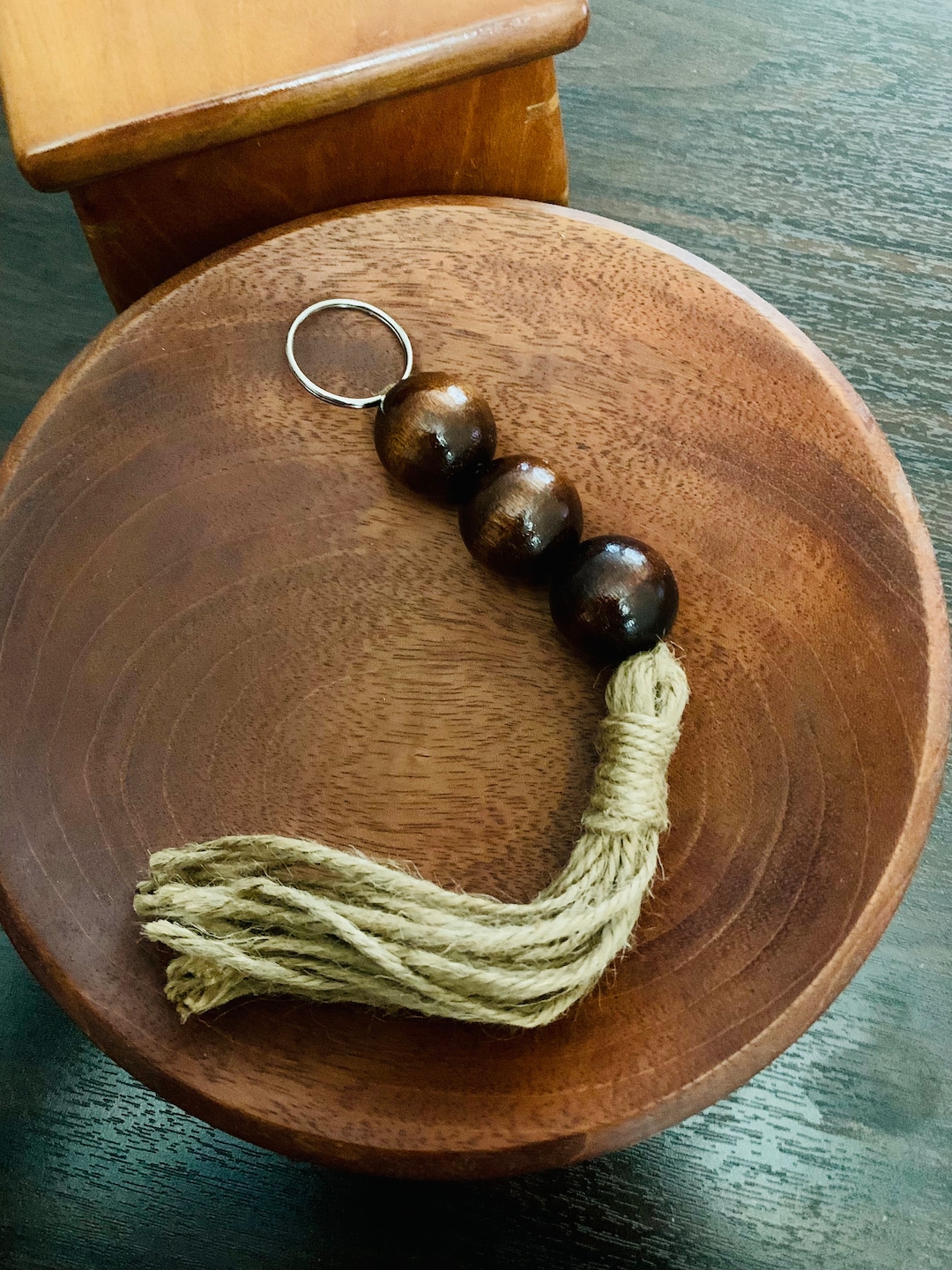 Boho Chic Wood Bead Keychain With Tassel - Handmade Bohemian Style ...