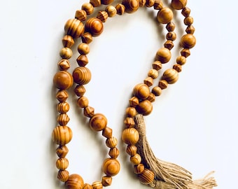 Bohemian Farmhouse Decor Wooden Beads with Tassels
