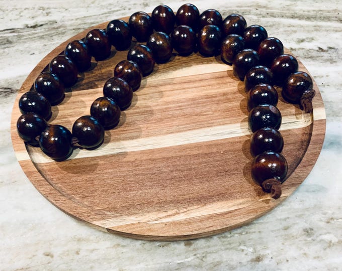 Mahogany Wood Beaded Garland: Rustic Home Decor, 30-Inch