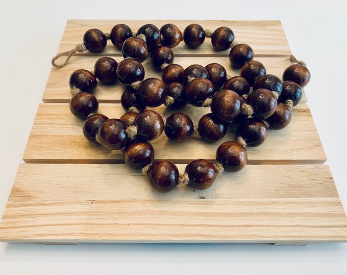 Sophisticated & Versatile: Handcrafted Mahogany Wood Bead Garland - Perfect for Boho Decor