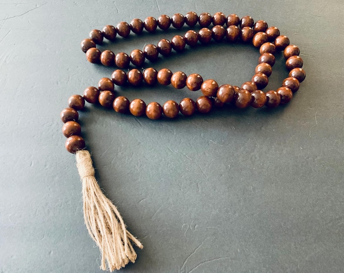 Handmade Mahogany Wood Bead Garland Loop - Natural Home Accent