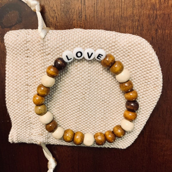 Stackable Love Bracelet with Wooden Beads - Versatile, Trendy Accessory