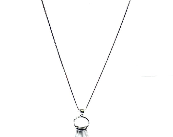 Silver Tassel Pendant Necklace - 30 Inches Long | Gift for Mom | Fashion Jewelry