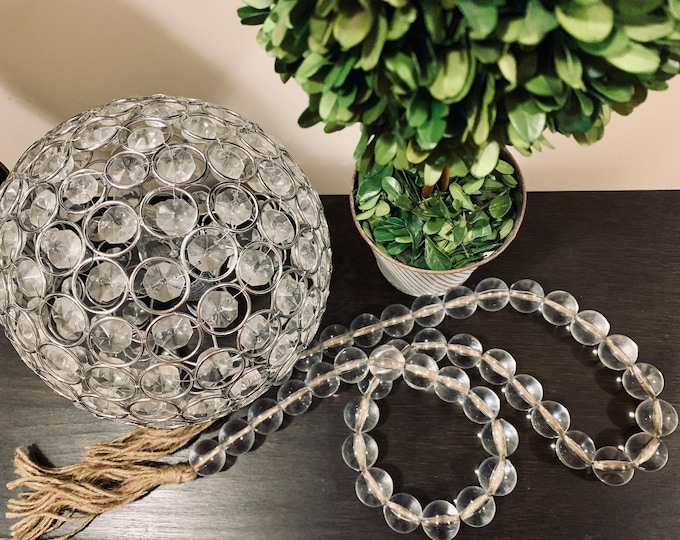 Handcrafted Crystal Bead Garland | Clear or Transparent Glass | Chic Tassel Accent | Stunning Home Decor