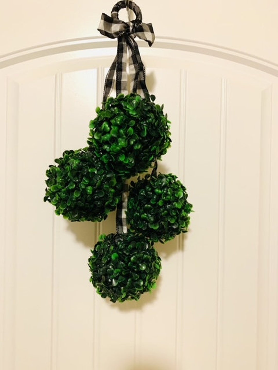 Greenery Sphere Door Hanger Boxwood Topiary Door Swag Topiary Balls
