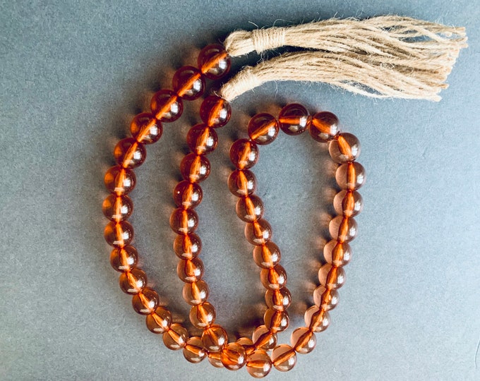 Rustic Chocolate Beaded Garland with Jute Tassels - Bohemian Wall Hanging Accent