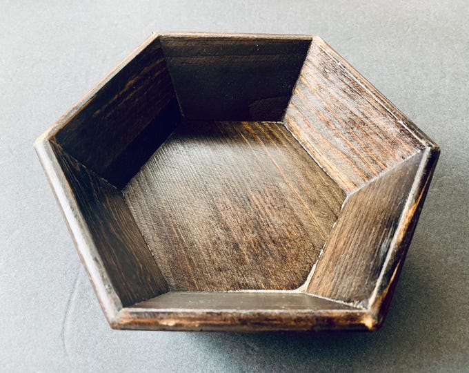Mahogany Wood Hexagon Bowl | Rustic Home Decor | Decorative Bowl