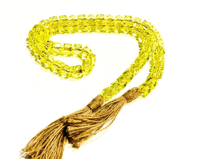Chic Yellow Gem Cube Garland with Tassels - Boho Decor
