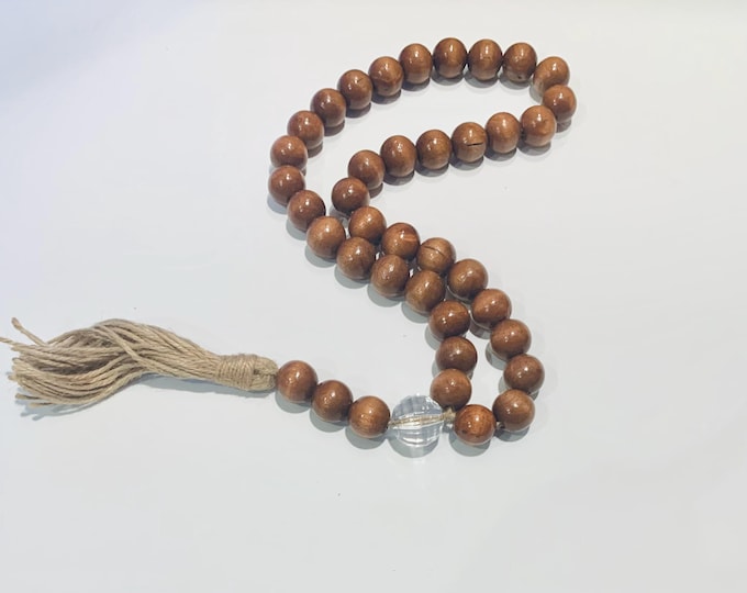 Handmade Maple Wood & Gem Beaded Loop Garland with Tassel Decor