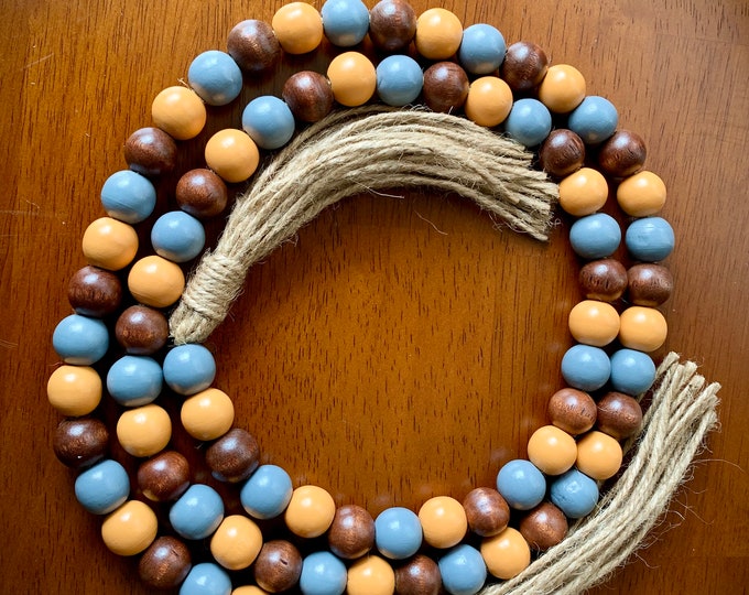 Bohemian Chic Colorful Wood Beaded Garland with Jute Tassels