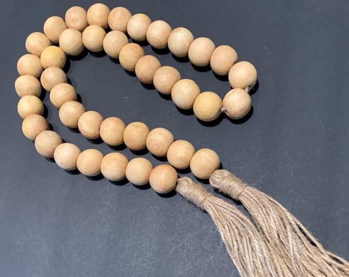 Large Natural Wood Bead Garland with Stylish Tassels
