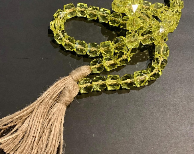 Chic Yellow Gem Cube Garland with Tassels - Boho Decor